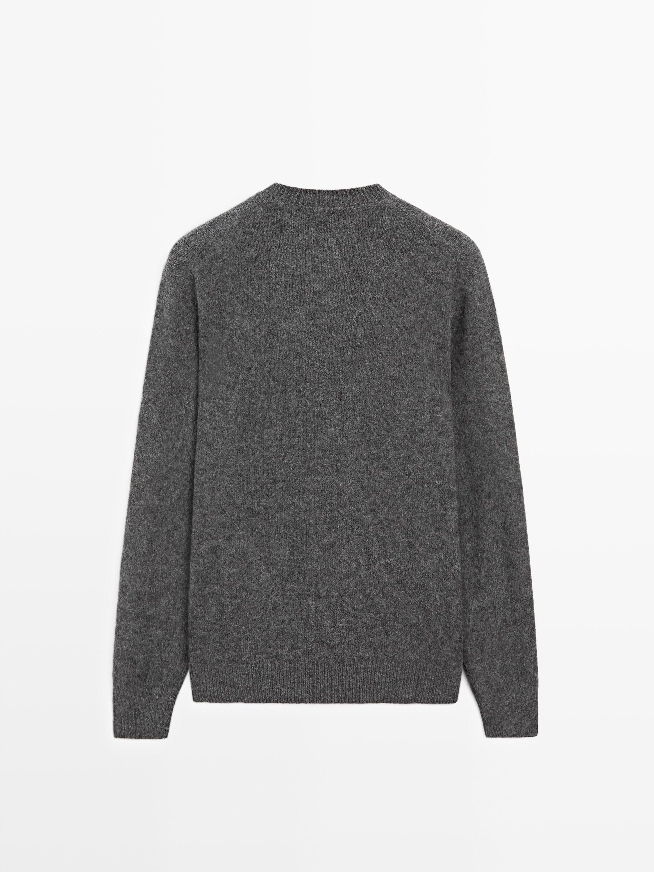 Knit cotton and wool sweater with crew neck